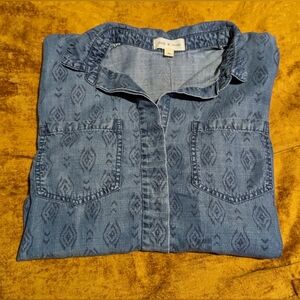 Cloth & Stone Soft Chambray Printed Top